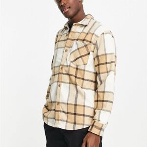 NWOT Pull & Bear checked wool shirt in ecru S